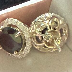 Natural Diamonds, Black and White Diamond (GEM) Earrings 5.05 Carat Dark Fancy